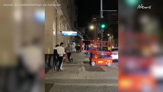 Man arrested for driving scissor lift in CBD