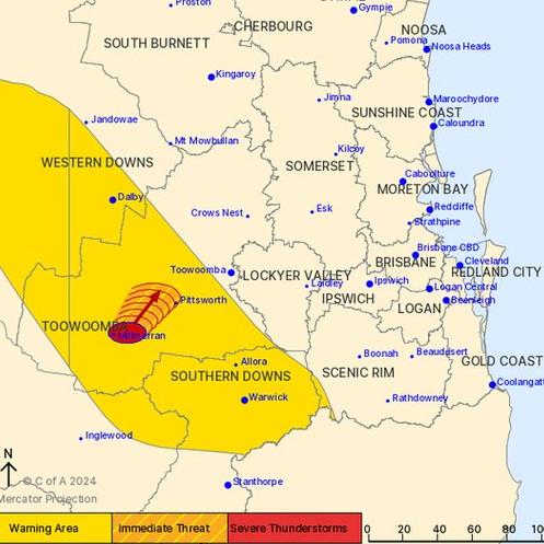 The Bureau of Meteorology's 2.41pm storm warning.