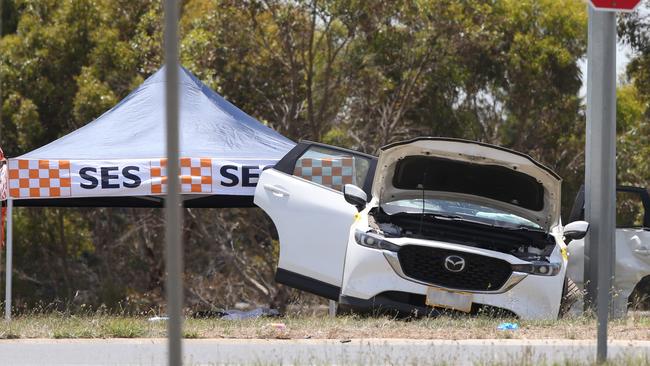 Crash on the corner of Princes Hwy and Devon Rd in Mount Moriac about 11.40am on Friday. Picture: Alan Barber