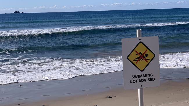 Swimming is not advised at Byron Bay's Main Beach due to submerged rocks which have become a problem over the past year. Picture: Liana Boss