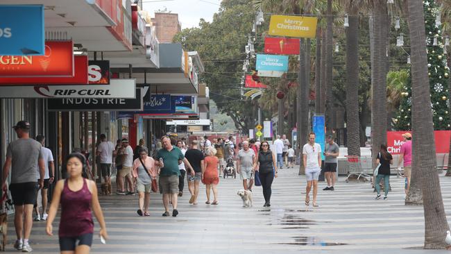 People out and about in Manly as the restrictions continue due to the COVID cluster on the Northern Beaches. Picture: Tim Hunter.