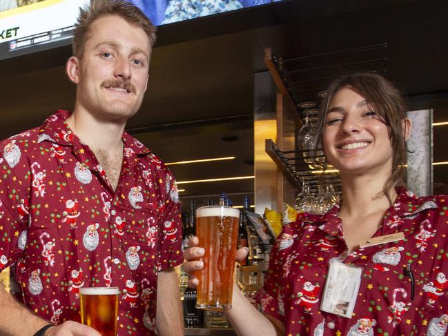 Arkaba Hotel is having Australia Day celebrations. Sam Breuer - Bar staff and Julia Harris - Sportys Bar Supervisor. 2nd December 2024 Picture: Brett Hartwig