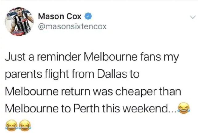 Mason Cox sledges Melbourne fans.