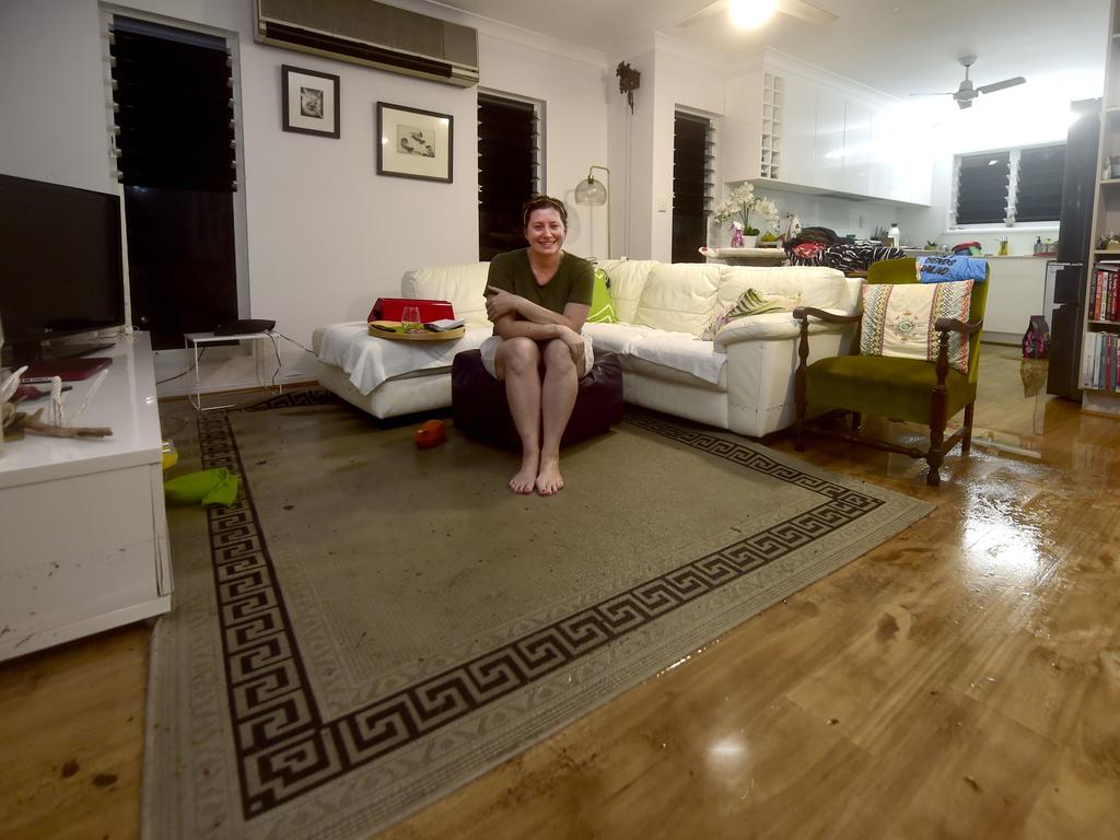 Kate Sullivan, a resident in a unit complex in Alexandra Street, North Ward, was hit by flash flooding during monsoonal rain in Townsville. Picture: Matt Taylor