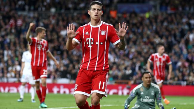 James Rodriguez of Bayern Muenchen opts not to celebrate against parent club Real Madrid
