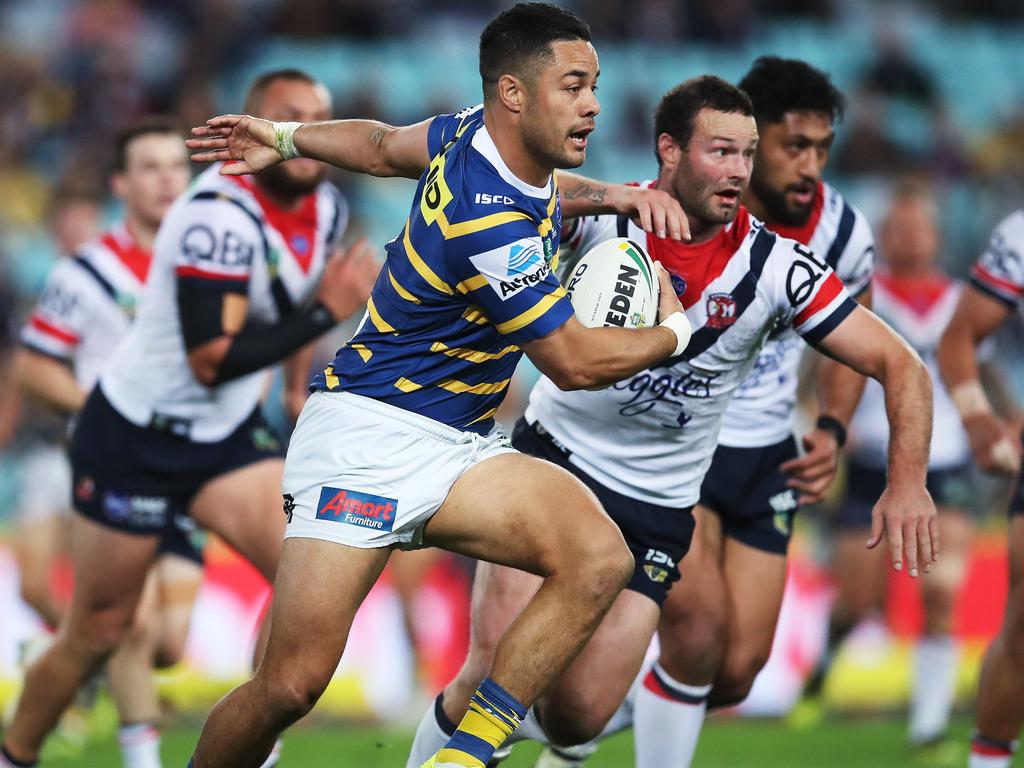 Fallen Eels star Jarryd Hayne celebrates Parramatta's grand final