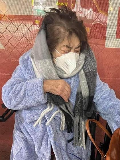 Maureen Wortley outside The Lyell McEwin Hospital's emergency department. She waited for two hours in the freezing cold, her family says. Picture: Supplied by family