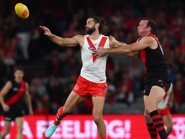 The Swans won the contested ball battle against Essendon but left their run far too late in the game. Picture: Morgan Hancock/Getty Images