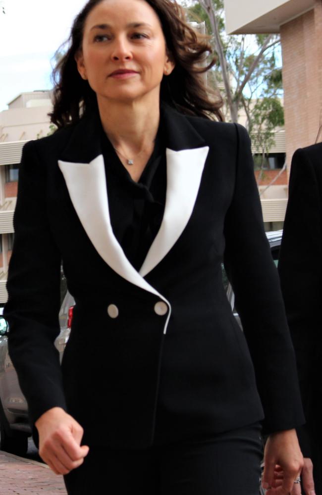 Counsel assisting Peggy Dwyer enters the Alice Springs Local Court on September 6, 2022 for the inquest into the death of Kumanjayi Walker. Picture: Jason Walls