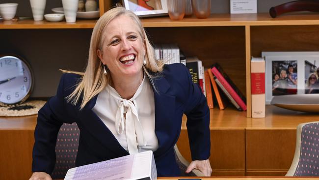 Finance Minister Katy Gallagher says the Rerserve Bank will consider ‘good progress’ on inflation as it decides whether to further cut rates. Picture: NewsWire / Martin Ollma