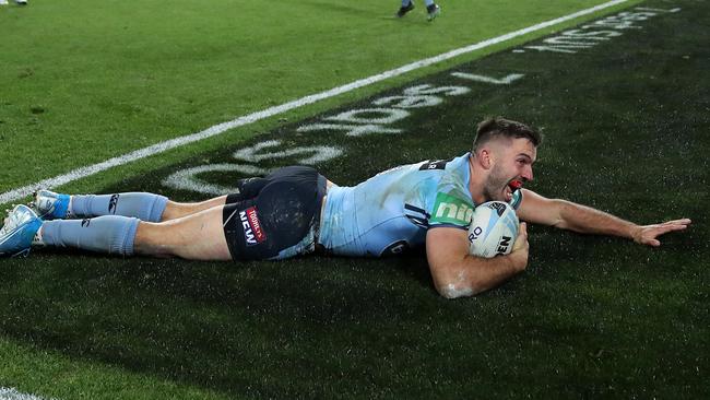 James Tedesco’s winning try for NSW proved a boost for one punter. Picture: Phil Hillyard