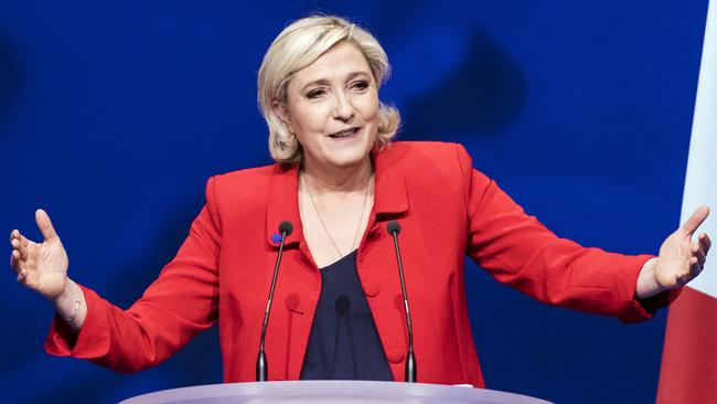 Far-right candidate Marine Le Pen speaking in Paris. Picture: AP