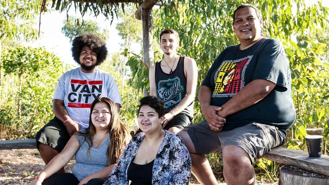 Tsleil-Waututh delegates, from left, Nick George, Olivia George, Selin Beltran (front), Reuben George and James Sandover. Picture: Amos Aikman.