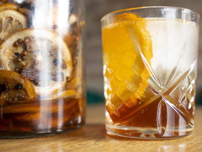 Lupin’s housemade Chinotto, which is an Italian bitter orange cordial served with soda water. Picture: Eddie Safarik