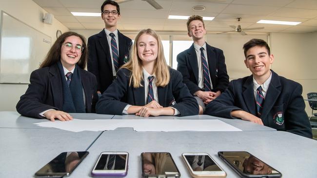 McKinnon Secondary students already keep their phones in their lockers. Picture: Jason Edwards