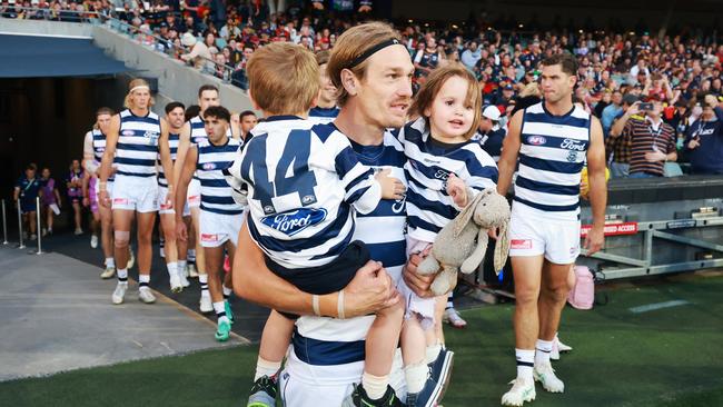 Tom Stewart did it all in game 150. Picture: James Elsby/AFL Photos via Getty Images