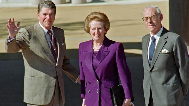 President Ronald Reagan, Prime Minister Margaret Thatcher and her husband Denis. Picture: AFP