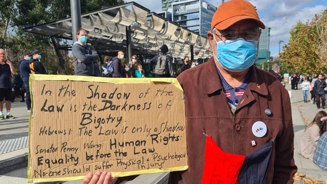 Kevin O’Laughlan at the rally. Picture: Elizabeth Henson