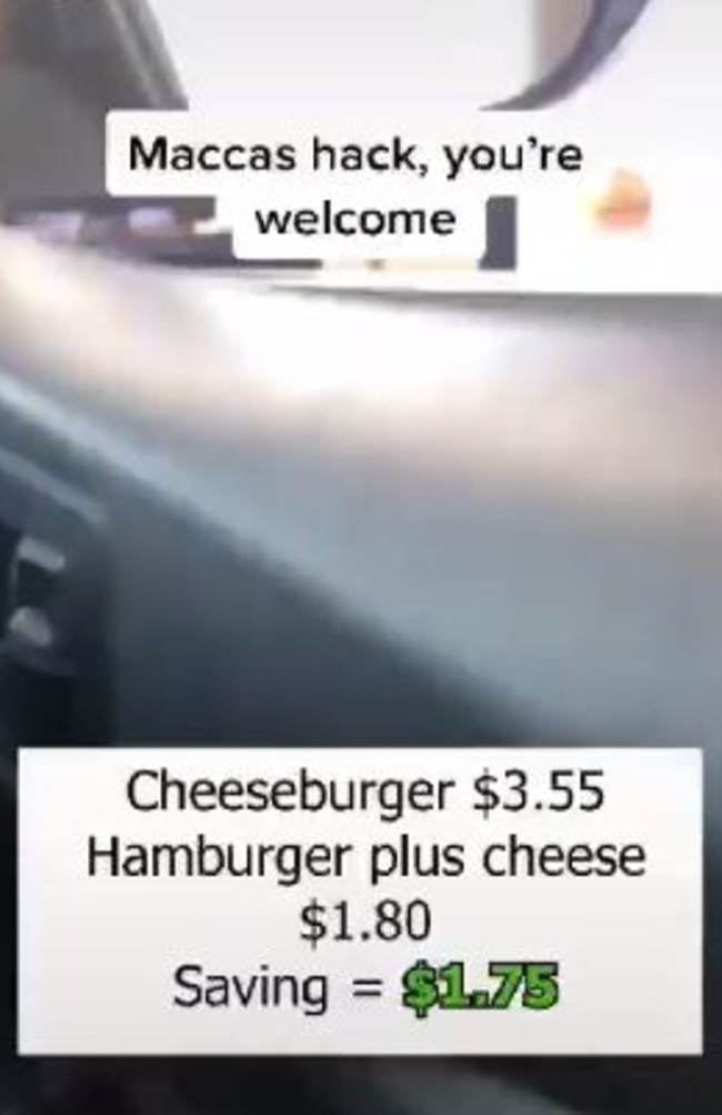 Josh Garlepp, of Perth, has shared a TikTok video of how to score a Macca’s cheeseburger for less than half the price. Picture: TikTok/joshgarlepp