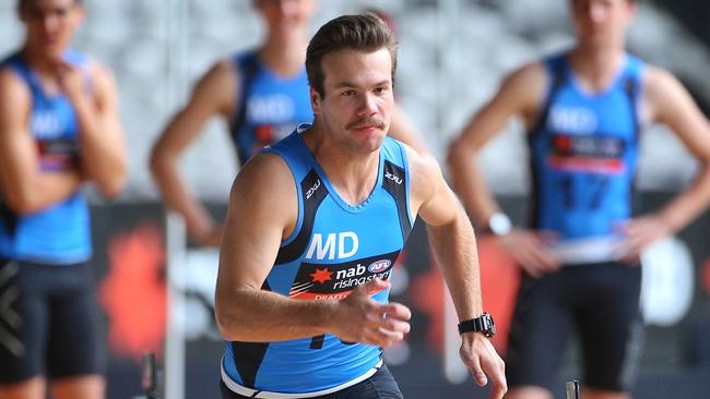 Bailey Rice takes part in testing during the 2015 AFL draft combine. Picture: Hamish Blair