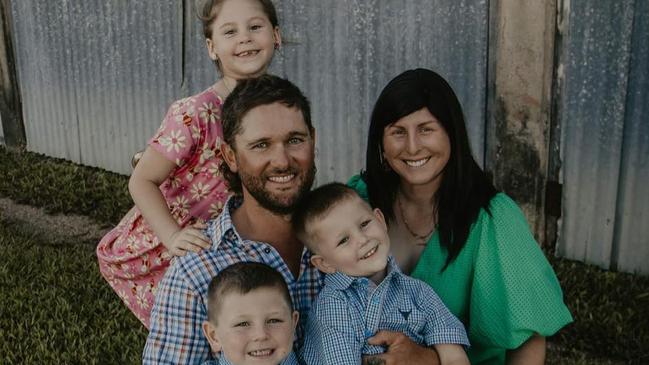 Alison Hobbs, Luke Williams and Ms Hobb’s three children Tess, Riley and Will, were “left with only the clothes they were wearing at the time” when their rental home “burnt to the ground” on Saturday, June 10, at Mt Dangar in the Bowen region. Picture: Facebook