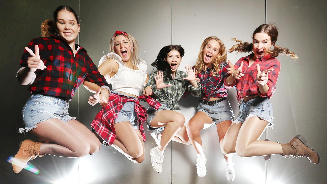 Ormeau Woods State High School students Kiara Brook, Brooke Coombes-Pearce, Maddison Marks, Ellie Barrett and Christie Rowe will perform <i>Footloose</i> at Creative Generation. Picture: Nigel Hallett