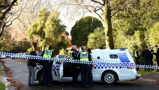 Police at the scene of the drive-by shooting last year. Picture: Nicole Garmston