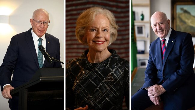 Former governors-general David Hurley (left), Quentin Bryce and Peter Cosgrove.