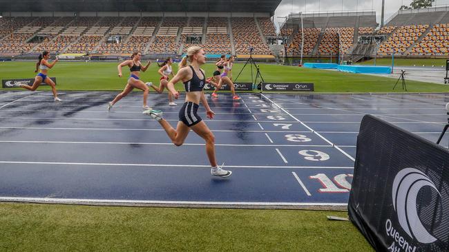 Action from the Queensland Athletics track and field championships at QSAC on Saturday March 15, 2025. Picture: Stephen Archer.
