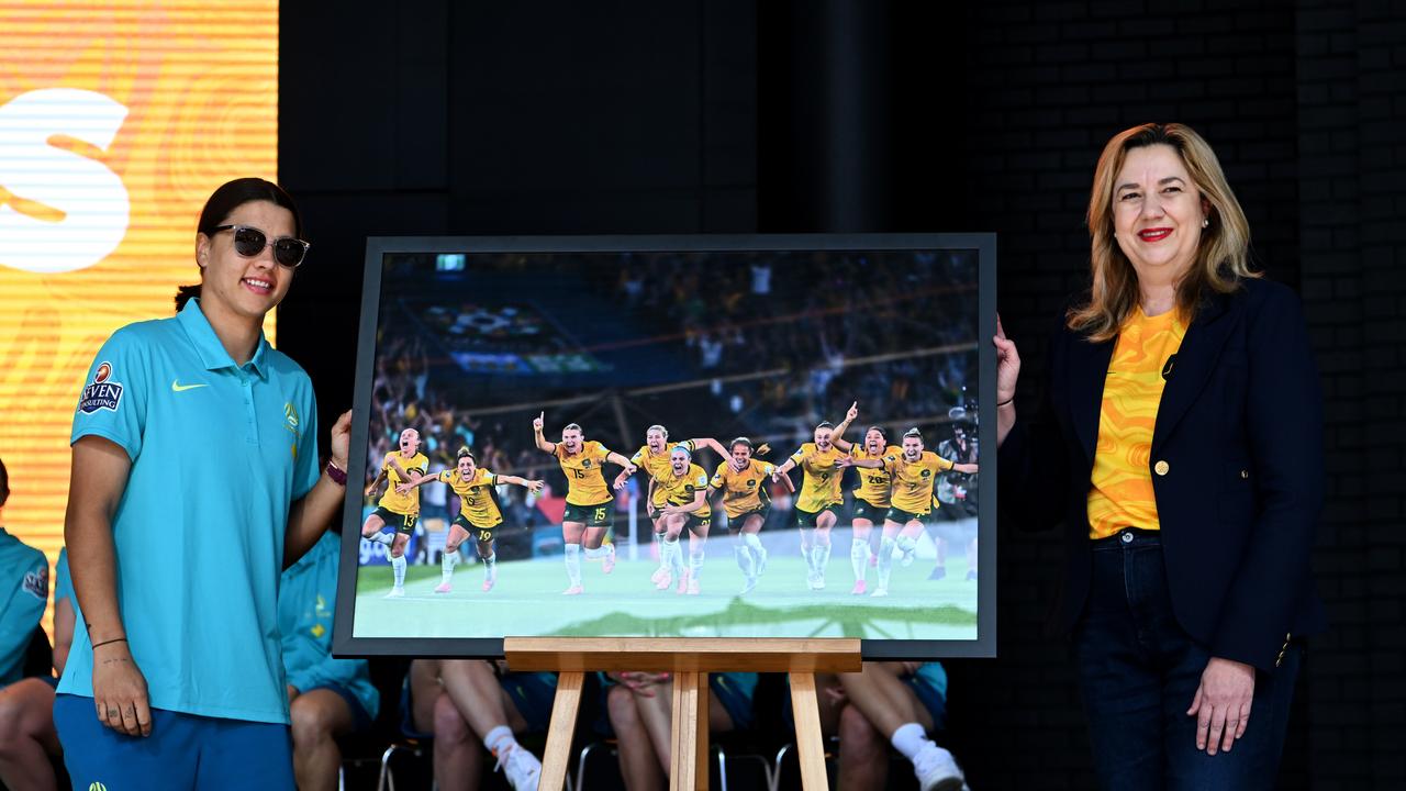 Sam Kerr with Queensland Premier Annastacia Palaszczuk. Picture: Dan Peled / NCA NewsWire.