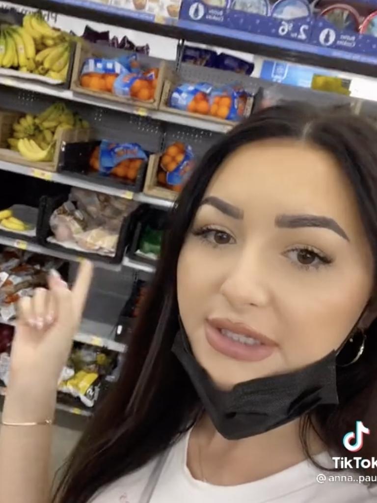 She was stunned by the store’s lack of fresh produce. Picture: TikTok/Anna Paul