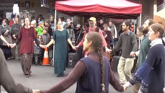 Members of the Twelve Tribes communities in Katoomba during a Winter Magic celebration 2009. Picture: YouTube