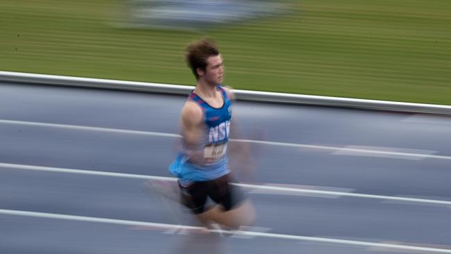 NSW athlete Billy Blair in the boy's U16 100m heat.