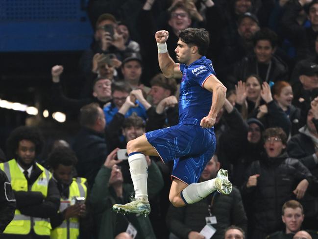 Pedro Neto celebrates his goal for Chelsea. Picture: Getty Images