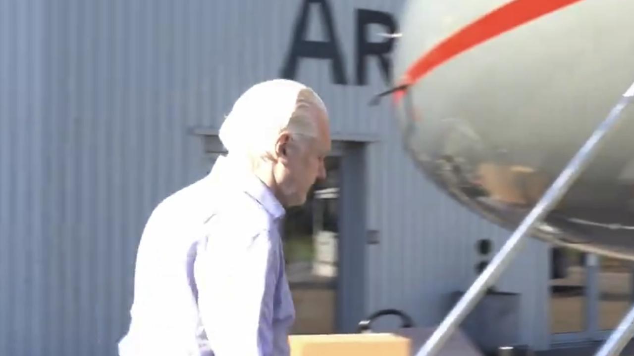 Julian Assange boards flight at London Stansted Airport. Picture: X