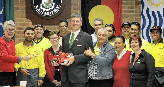 PLANNING AHEAD: Lismore City Council Aboriginal employees with general manager Gary Murphy, Mayor Jenny Dowell and community services co-ordinator Annie McWilliam. Picture: Hamish Broome