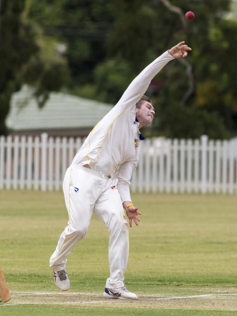 Connor Philp bowls for Northern Brothers Diggers. Picture: Kevin Farmer