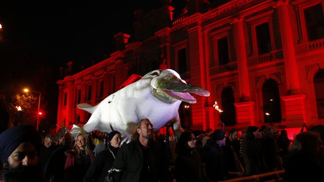 Dark MOFO 2023Thousands of people watched Ogoh-ogoh go up in flames at Dark Park on Sunday evening. Thousands of people watched the procession of Ogoh-ogoh before he was sacrificed in flames at Dark Park.