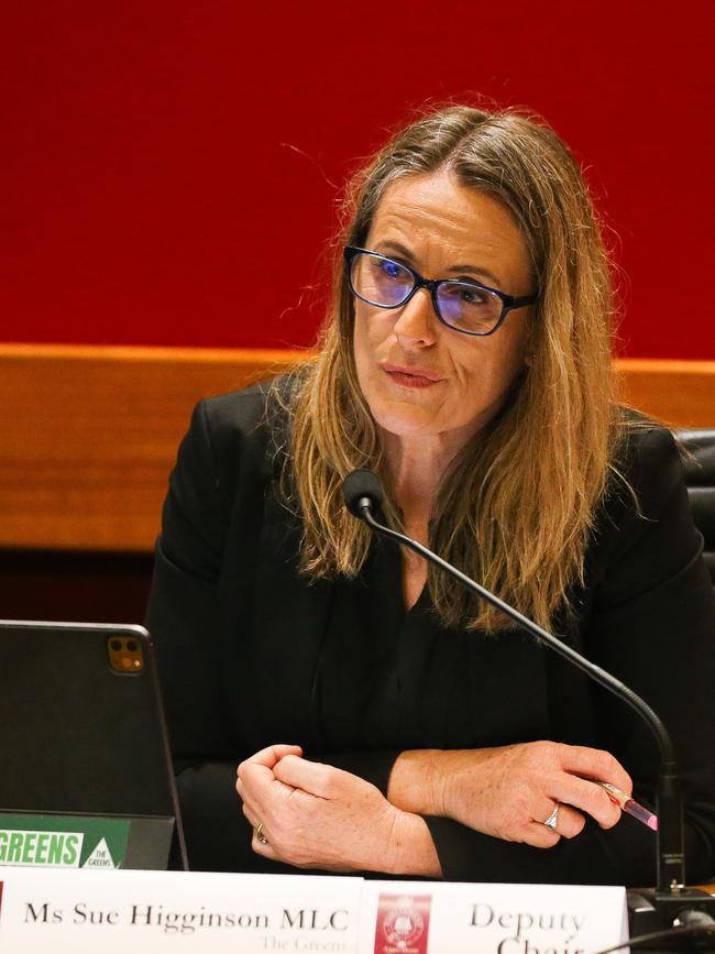 Greens MLC Sue Higginson during the NSW Budget Estimates hearing. Picture: Gaye Gerard