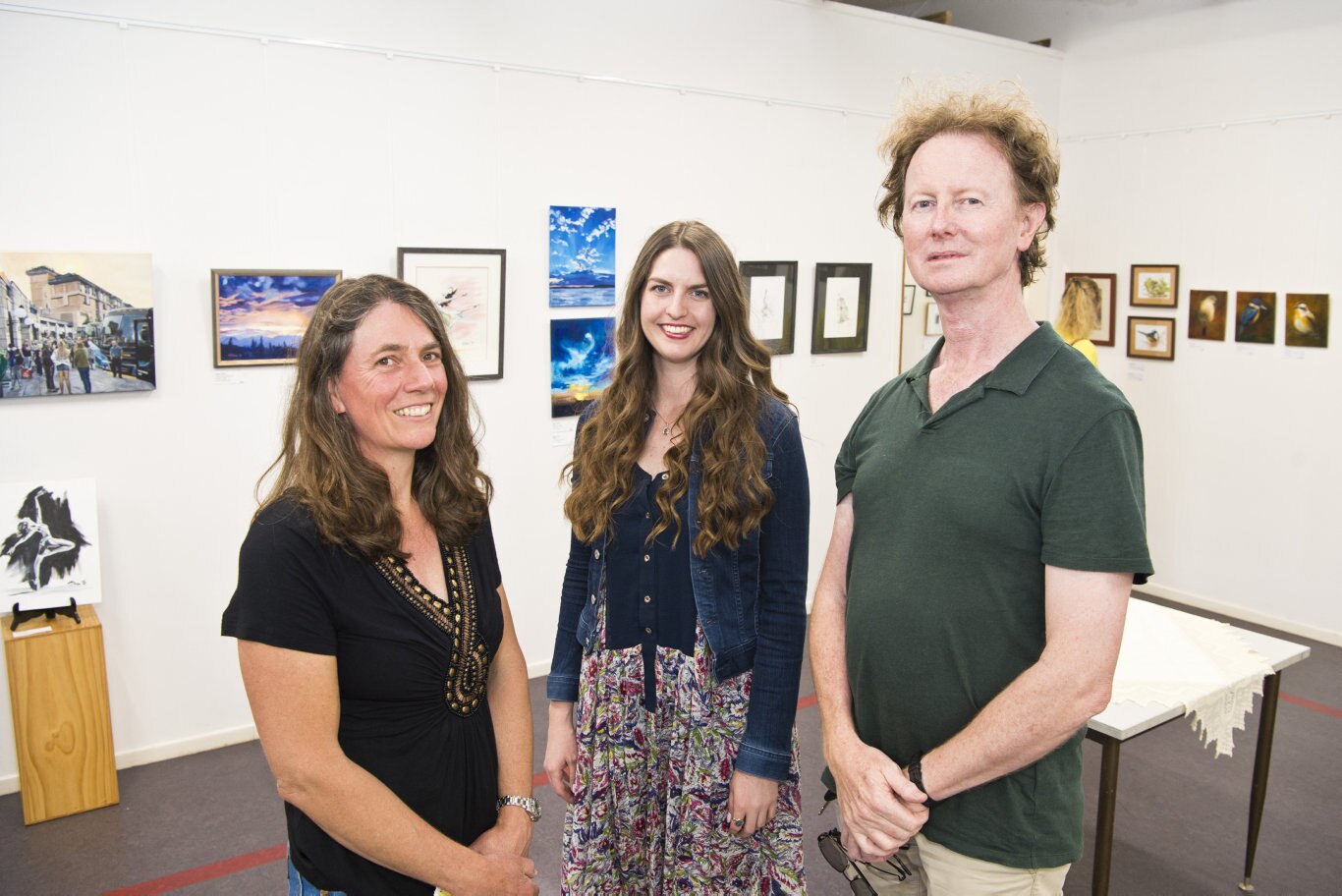 Synchronicity art exhibition featuring work by (from left) Sandra Willis, Megan Shine and Ian Hay at Culliford House, Saturday, November 2, 2019. Picture: Kevin Farmer