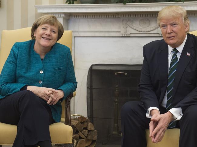 President Donald Trump with German Chancellor Angela Merkel.