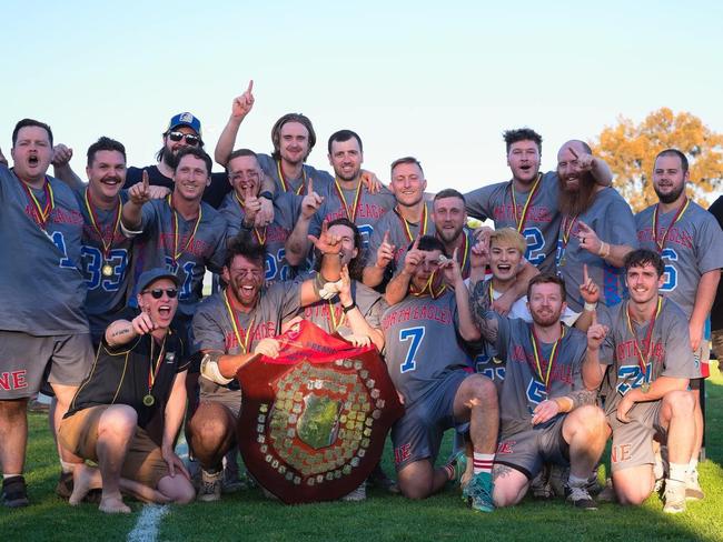 North Eagles Lacrosse Club celebrates its historic premiership. Picture: The Eagles Lacrosse Club