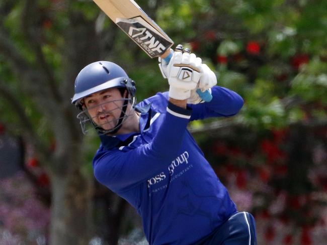 Mick Millier of Mt Waverley batting during the VSDCA cricket match between Mount Waverley and Croydon played at Mt Waverley Reserve on Saturday 3rd November, 2018.