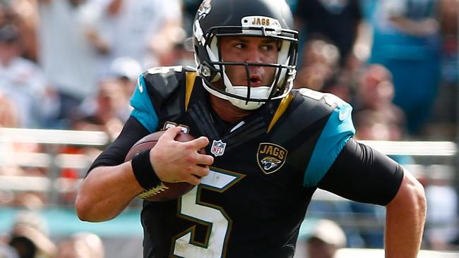 Blake Bortles #5 of the Jacksonville Jaguars scrambles for yardage.