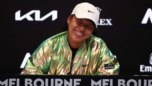 Osaka during her post-match press conference last week. Picture: David Gray / AFP