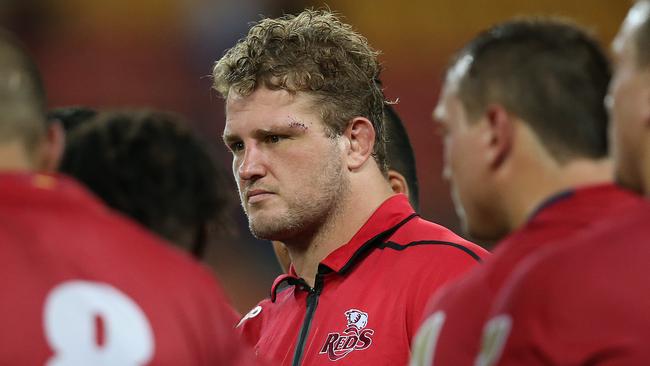 James Slipper speaks to his Reds team after a loss to the Chiefs last season. Picture: AAP Image/Jono Searle