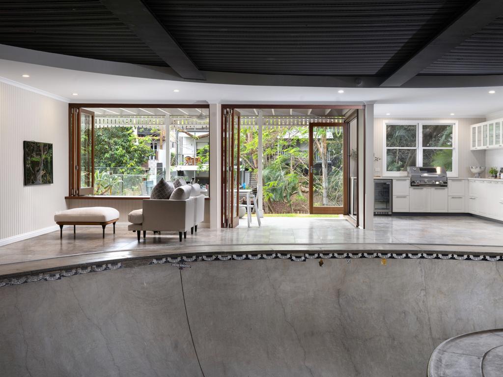REAL ESTATE: This house at 32 Joynt St, Hamilton, has a concrete skate bowl inside it. Picture supplied by Place Estate Agents.