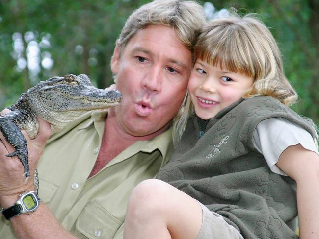 It runs in the family! Steve Iriwn and Bindi, with their ‘friend’ … alligator Russ at Australia Zoo. Picture: Supplied