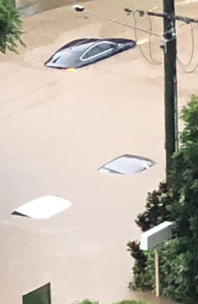 Sumberged cars at Sandford St, St Lucia.