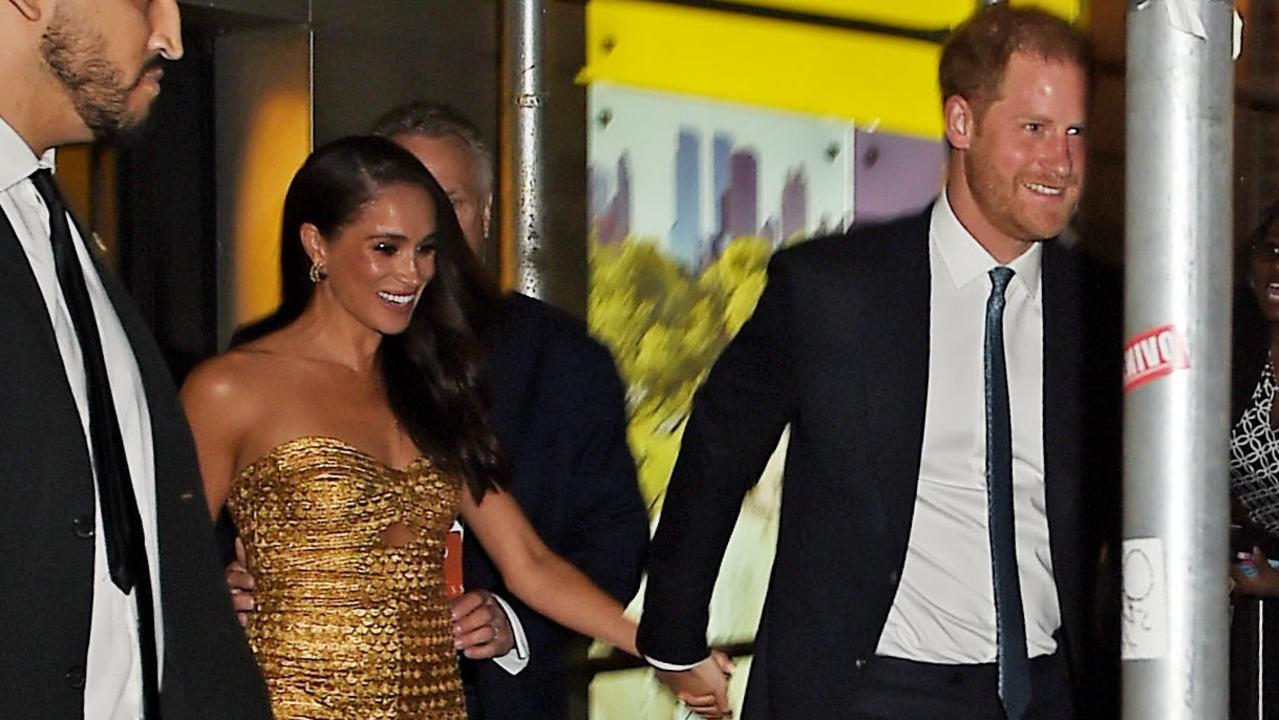 The smiling couple exited the event - before things took a dramatic turn. Picture: Mega/GC Images